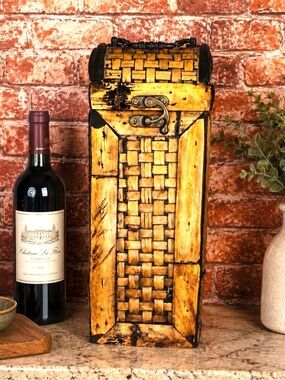 Vintage Three Hands Corp. Bamboo  Wine Carrier